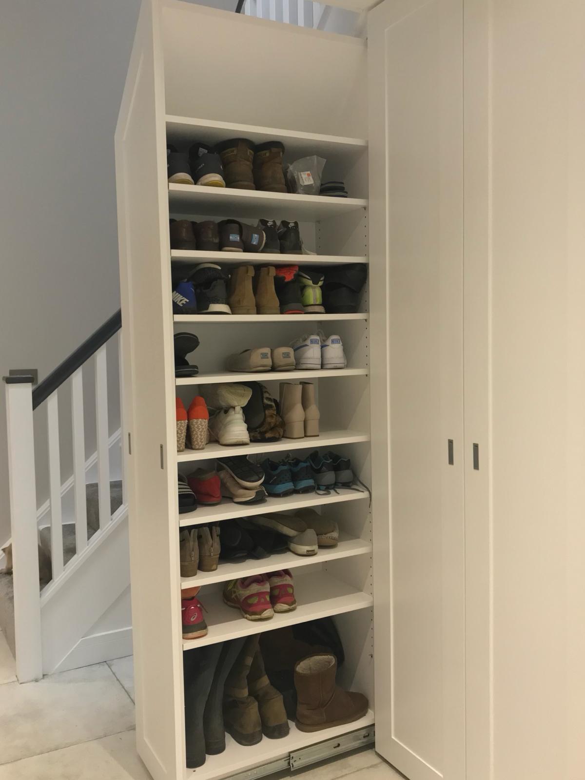 Custom fitted hallway storage unit in Windsor home