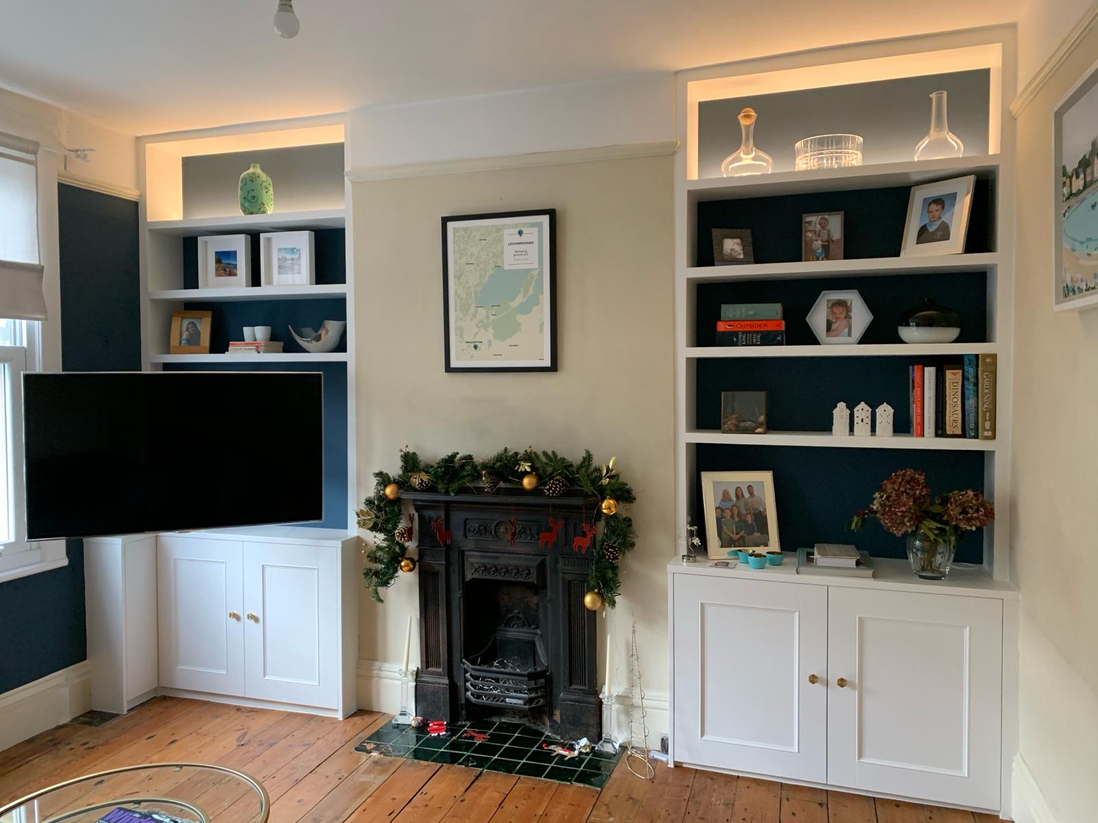 Bespoke fitted window seat with storage in Windsor home