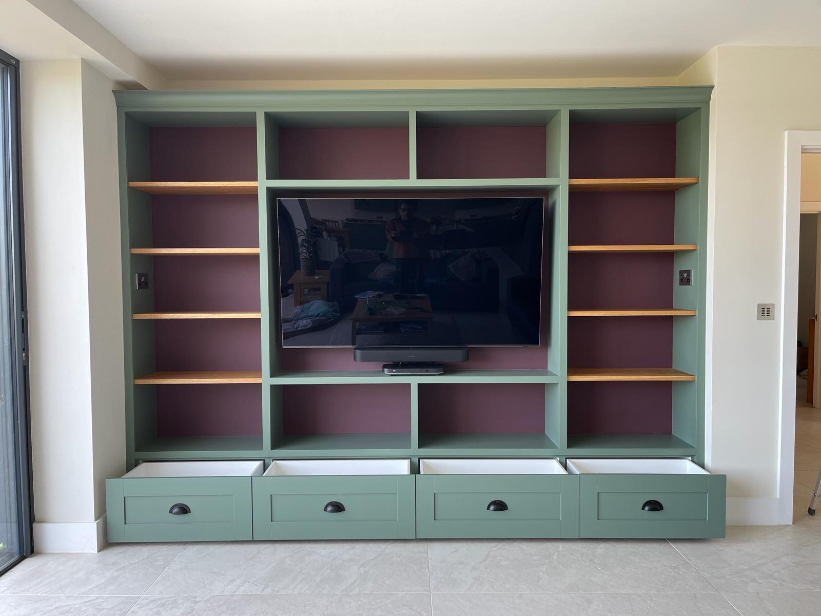 Bespoke fitted dining room storage in Berkshire home